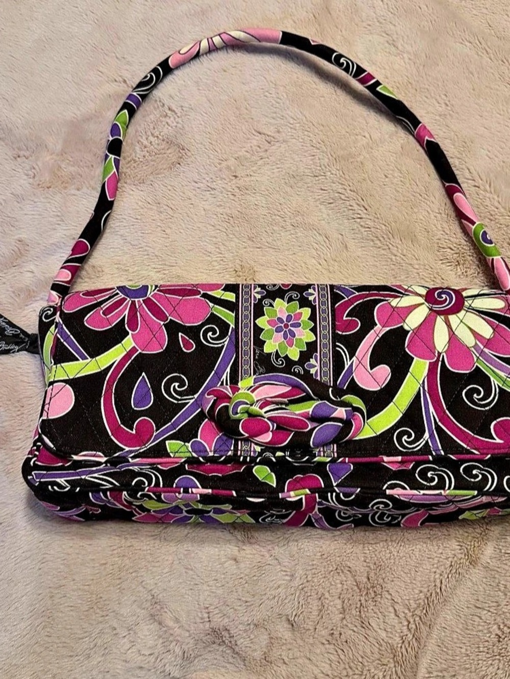 Vera Bradley Knot Just a Clutch Floral Shoulder Bag Purple & Pink